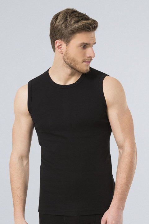 Pamuklu Ribana Askılı Erkek Atlet Türen 134 - Siyah