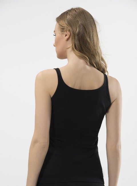 İp Askılı Nefes Alan Biyeli Kadın Atlet Türen 289 - Siyah