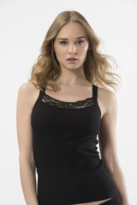 Pamuklu Dantelli İp Askılı Atlet 2'li Paket Türen 202