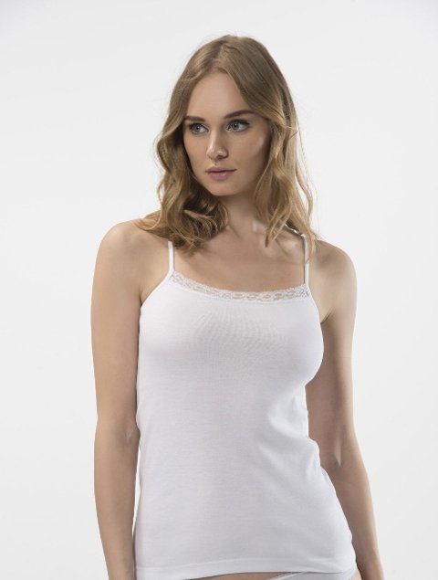 Beyaz Dantel Detaylı İp Askılı Atlet Türen 292 - 2