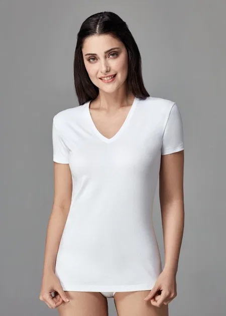 Pamuklu Esnek V Yaka Body Dagi 5003 - Beyaz