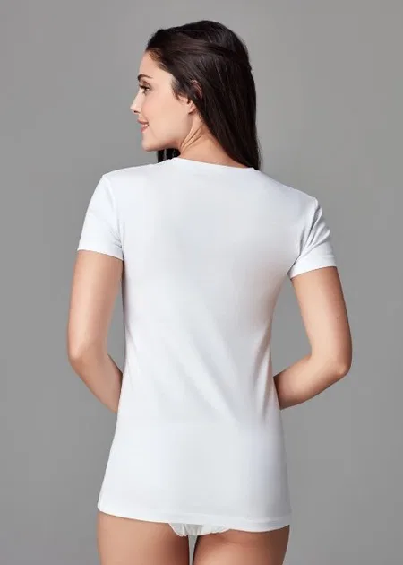 Pamuklu Esnek V Yaka Body Dagi 5003 - Beyaz
