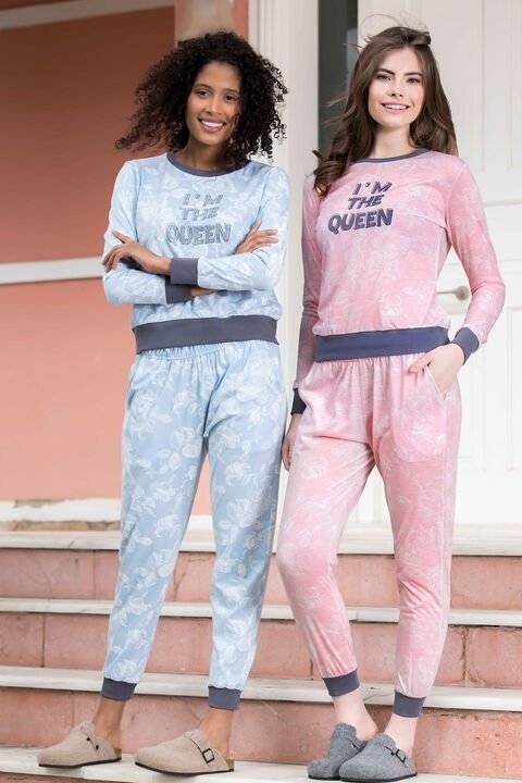 Yeni İnci Viskon Çiçek Desenli Kadın Pijama Takımı Yeni İnci 1636