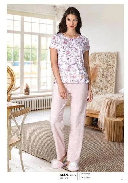Pamuklu Yaz Pijama Takımı Kadın NBB 66724 - Görsel