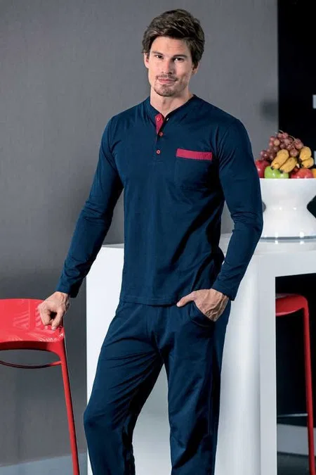 Lacivert Bordo Süprem Erkek Pijama Takımı Yeni İnci 446 - Lacivert