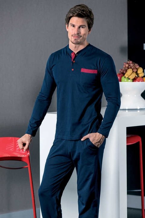 Lacivert Bordo Süprem Erkek Pijama Takımı Yeni İnci 446 - 2