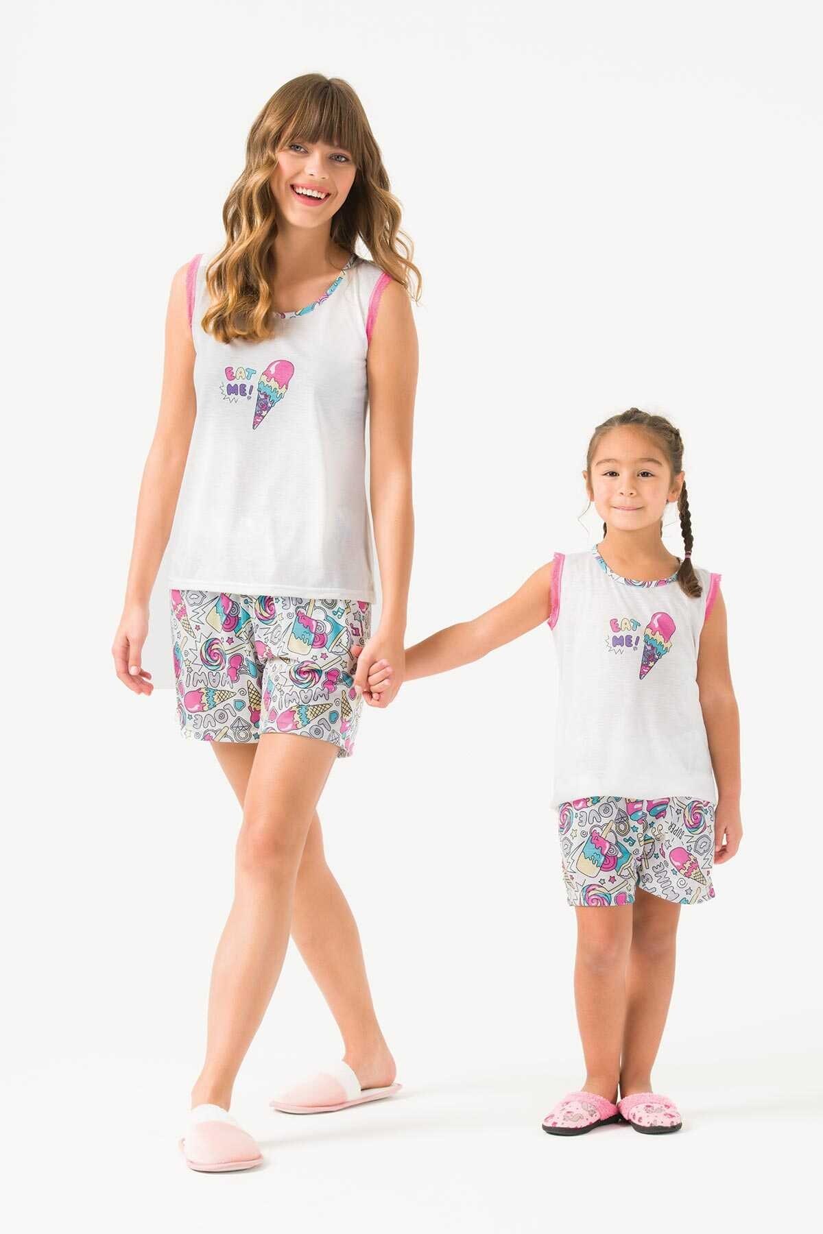 Yeni İnci Yumuşak Pamuklu Kısa Kollu Şort Pijama Takımı Yeni İnci 1689 - Görsel 2