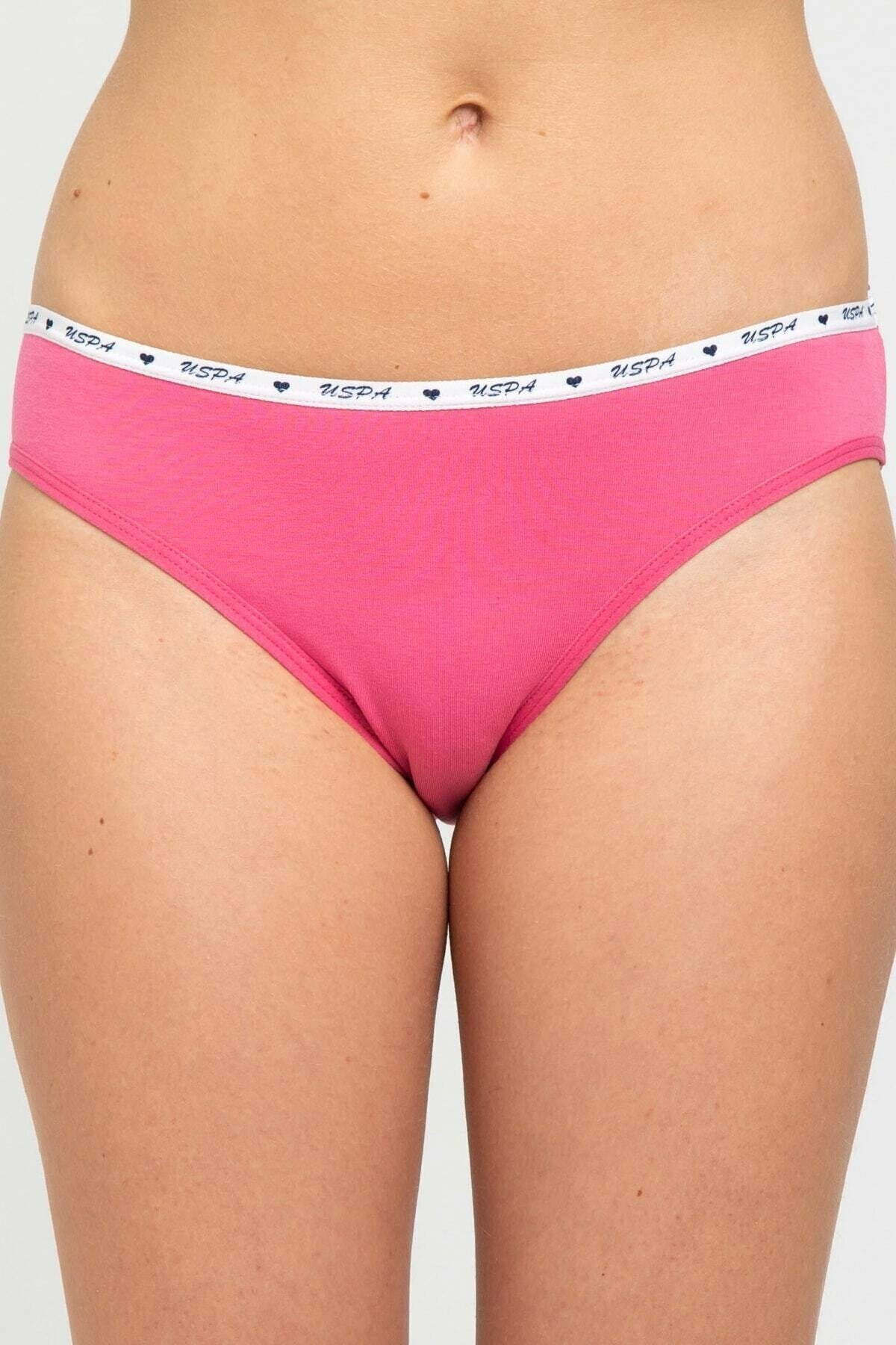 Yüksek Pamuk Oranı Dikişsiz Slip Külot US Polo 66119 - Mint-Pembe-Gri