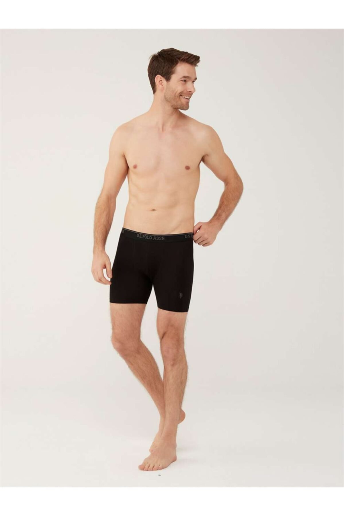 Pamuklu Esnek Bel Lastiği 3 Lü Uzun Paçalı Boxer U.S. Polo Assn. 80454 - Gri-Lacivert-Kırmızı