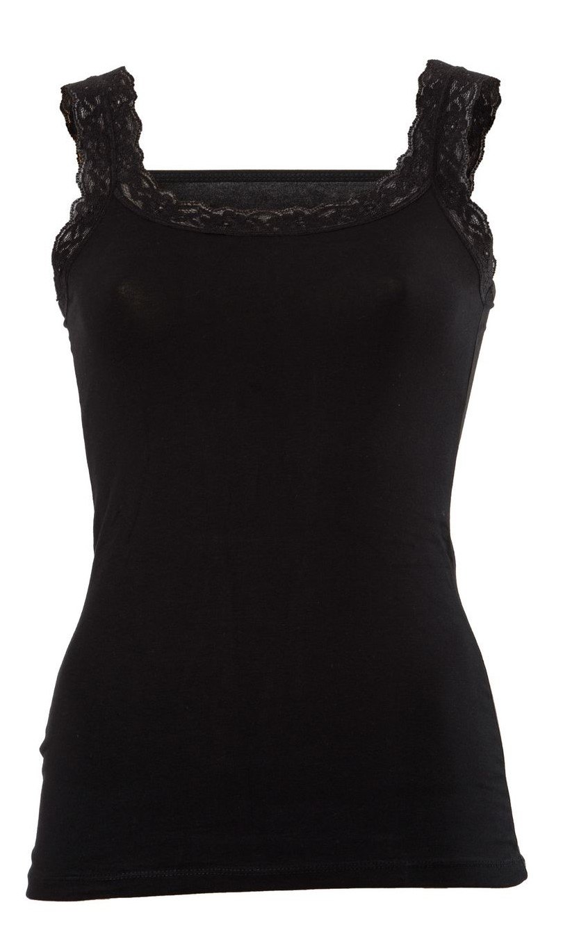 Pamuklu Dantel Askılı Kadın Atlet Anıt 2172 - Siyah