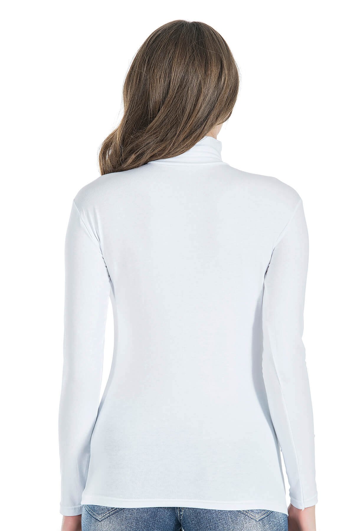 Balıkçı Yaka Uzun Kol Body Esnek Kumaş Derya 245 - Beyaz