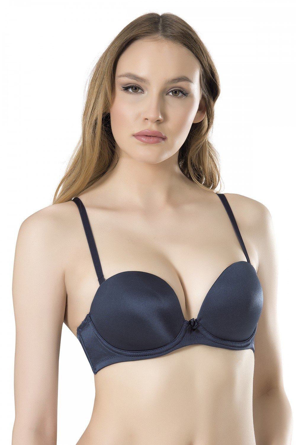 Duble Dolgulu Silikon Bantlı Straplez Sütyen Fabony 3040 - Lacivert