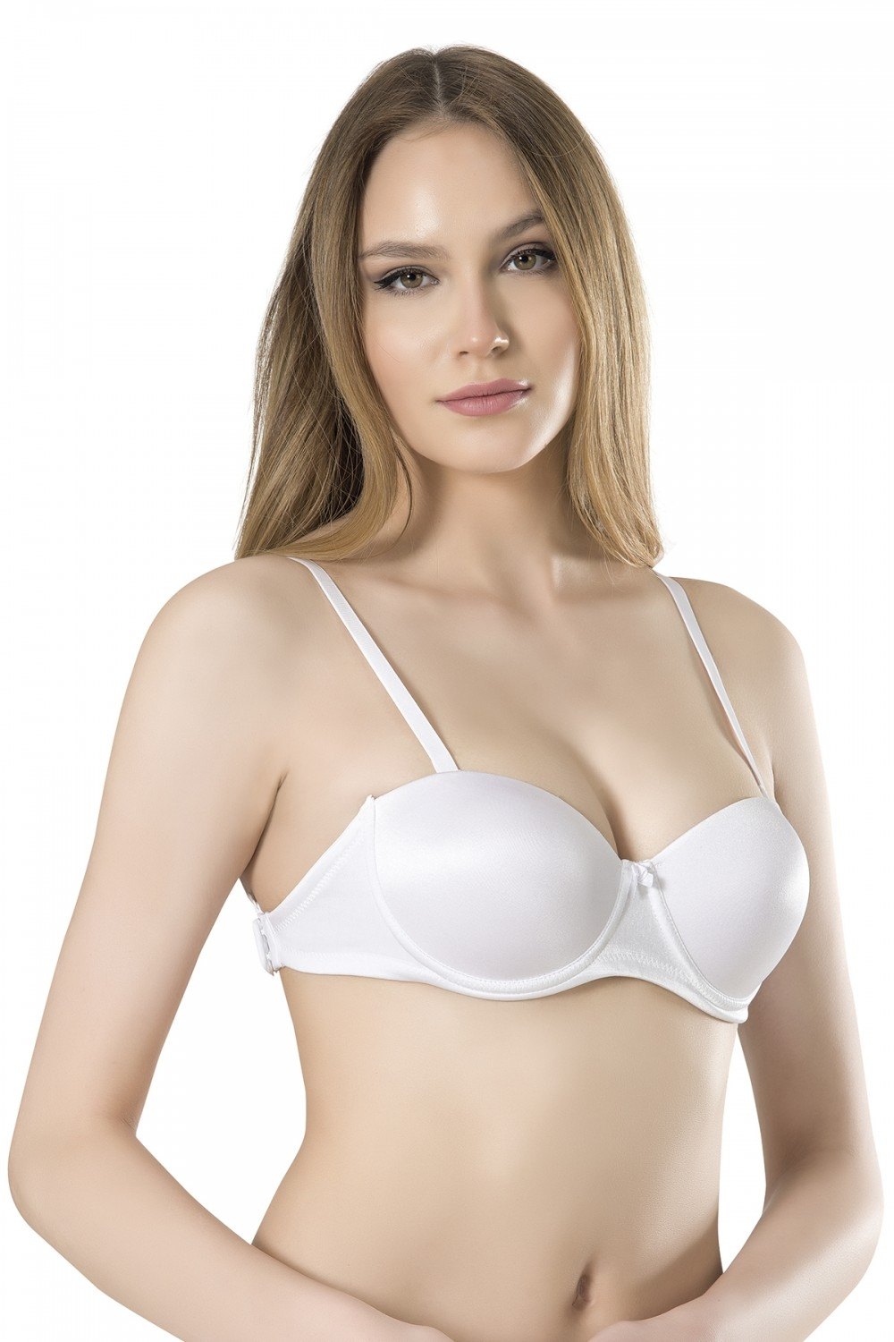 Dantel İşlemeli Şeffaf Sütyen Fabony 3021 - Beyaz