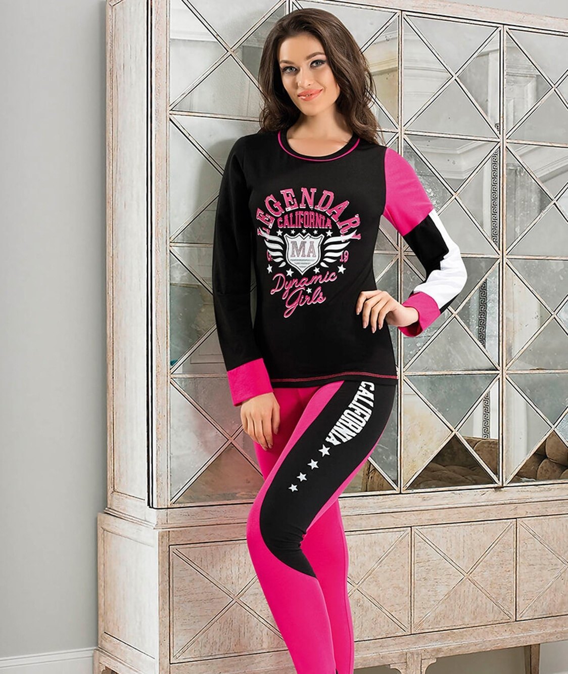 Derya Kurşun Baskılı Pamuklu Kadın Tayt Takım Derya 867