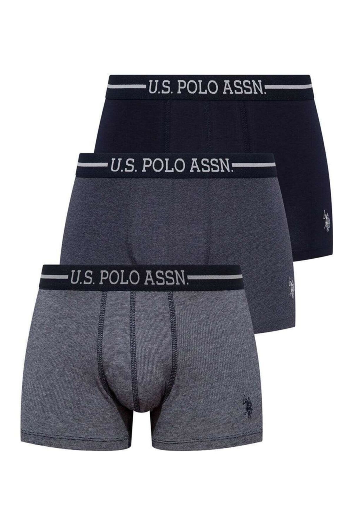 Bel Lastiği Baskılı 3lü Boxer Pamuklu Esnek U.S. Polo Assn. 80306 - Görsel