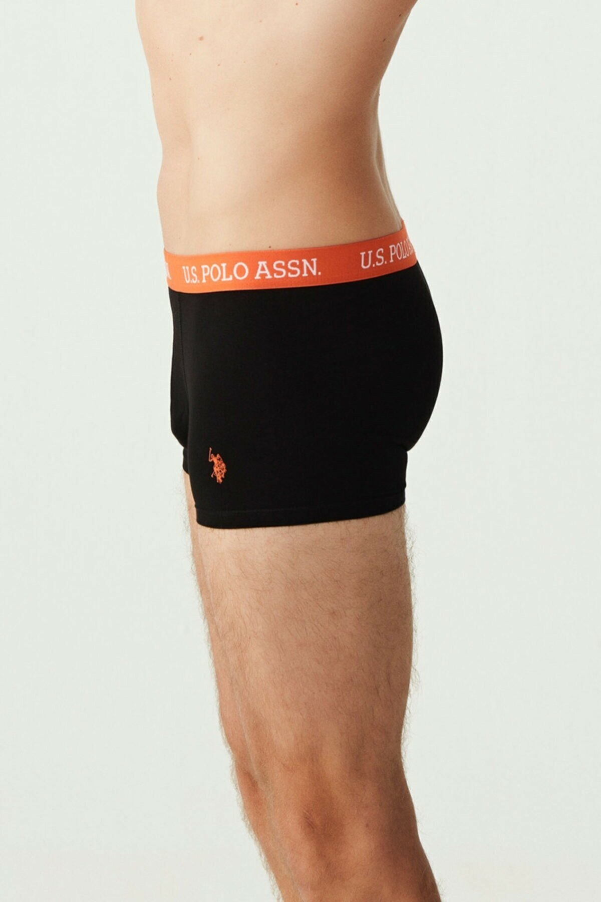 Pamuklu Esnek Bel Lastiği Kısa Paça Boxer U.S. Polo Assn. 80253 - Siyah