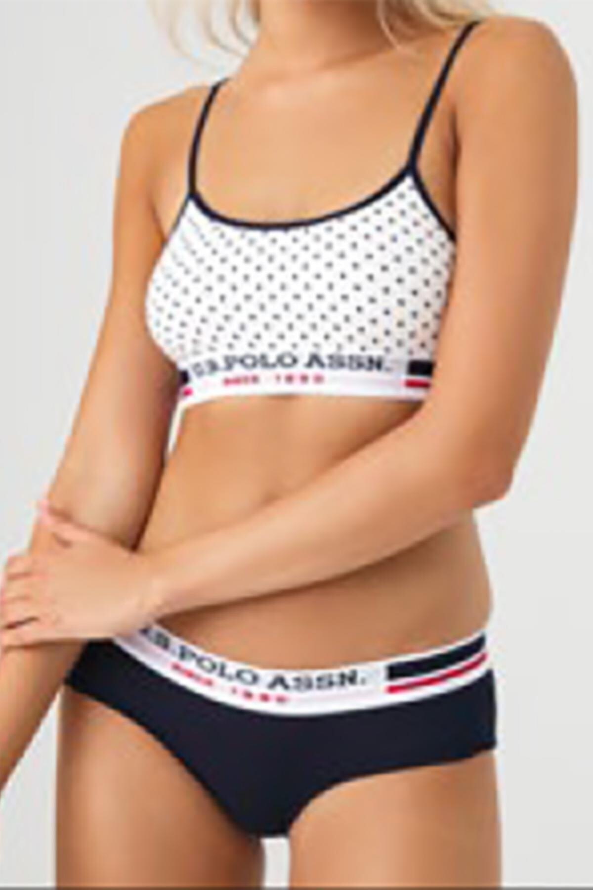 Balensiz Dantel Detaylı Büstiyer Takım Us. POLO Assn. 66252 - Beyaz