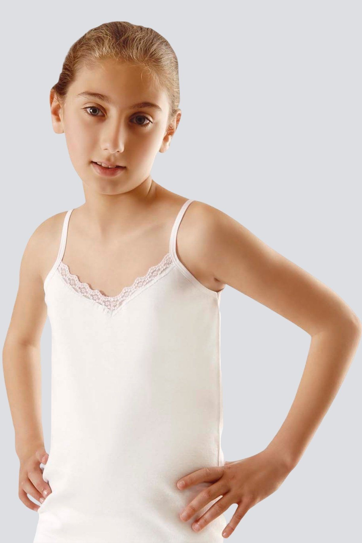 Pamuklu Dantelli İp Askılı Atlet 2'li Paket Türen 435 - Beyaz