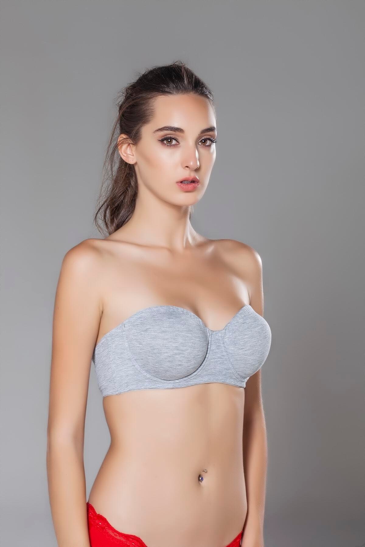 Dantel Detaylı Desteksiz Sütyen Moonlight 2161 - Gri