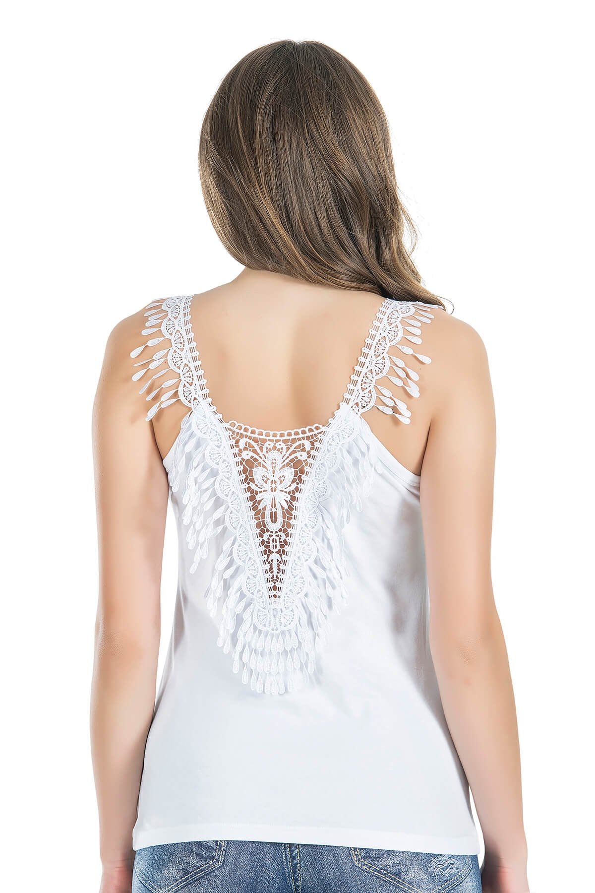 Derya Kurşun Pamuklu Dekolte Güpürlü Kadın Atlet Derya 178