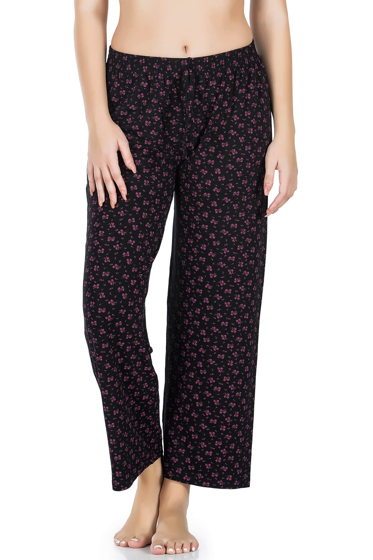 Desenli Geniş Paça Pantolon Derya 025 - Siyah