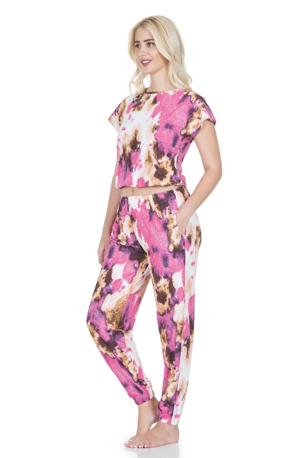 Derya Kurşun Yüksek Bel Esnek Desenli Tayt Takım Derya 1510