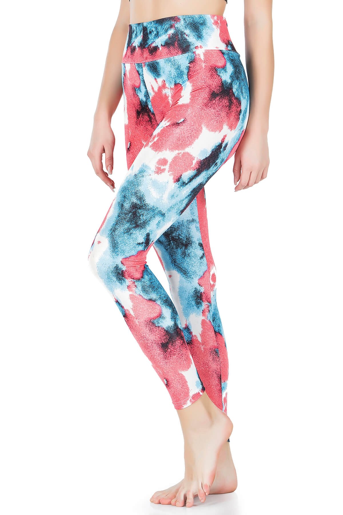 Desenli Yüksek Bel Kadın Tayt Esnek Yapı Derya Kurşun 0606 - Desen 03