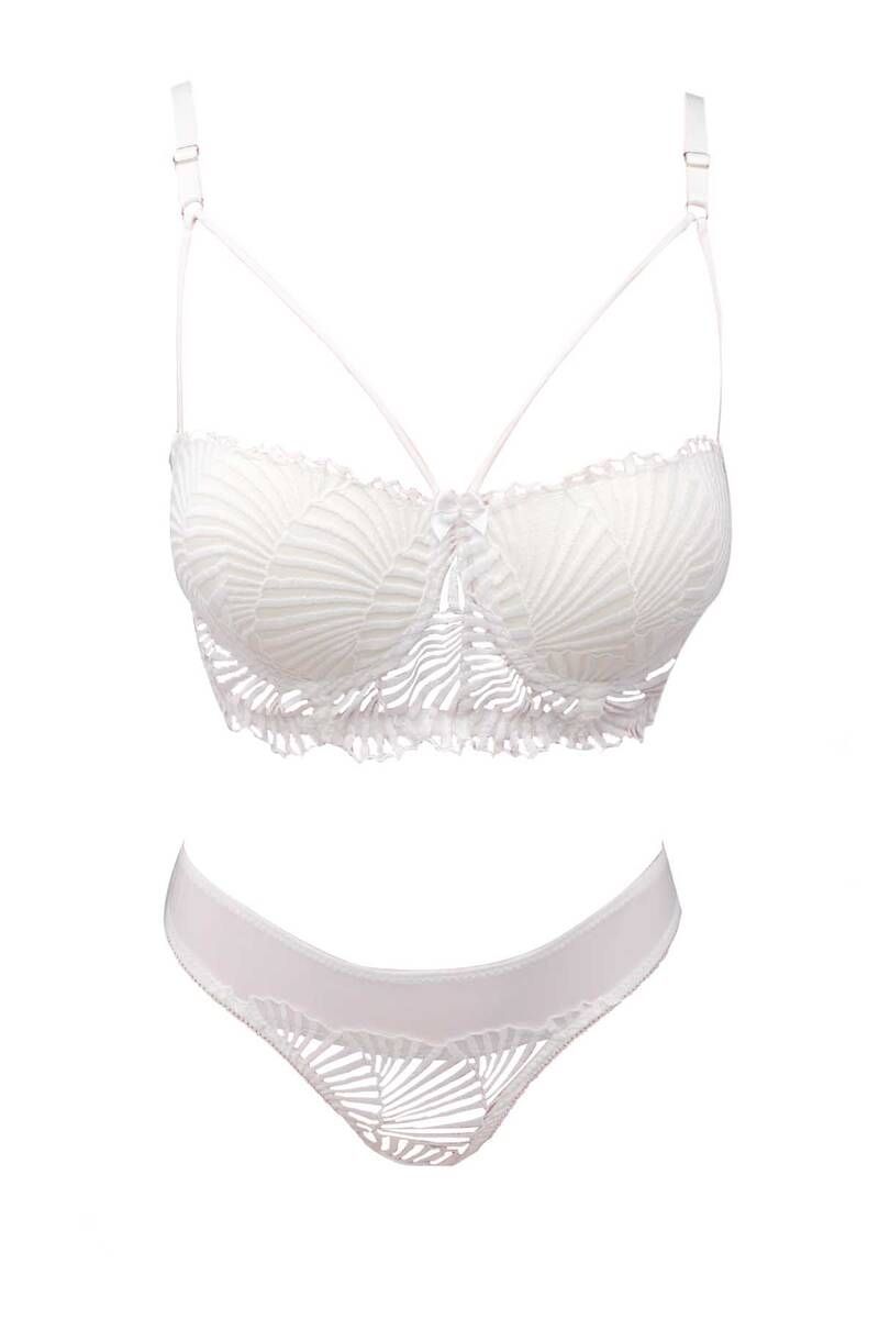 Destekli Bralet Sütyen Takımı Siyah Beyaz NBB 4742 - Beyaz