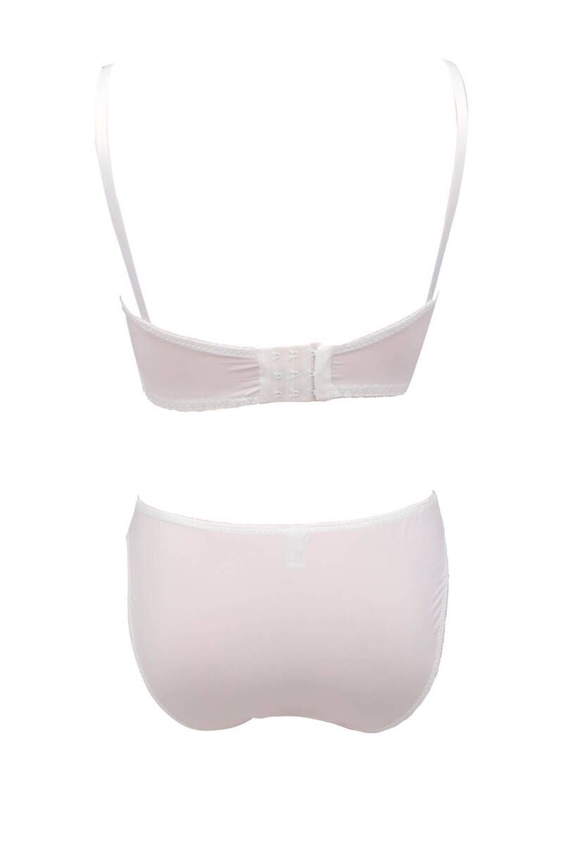 Destekli Bralet Sütyen Takımı Siyah Beyaz NBB 4742 - Beyaz