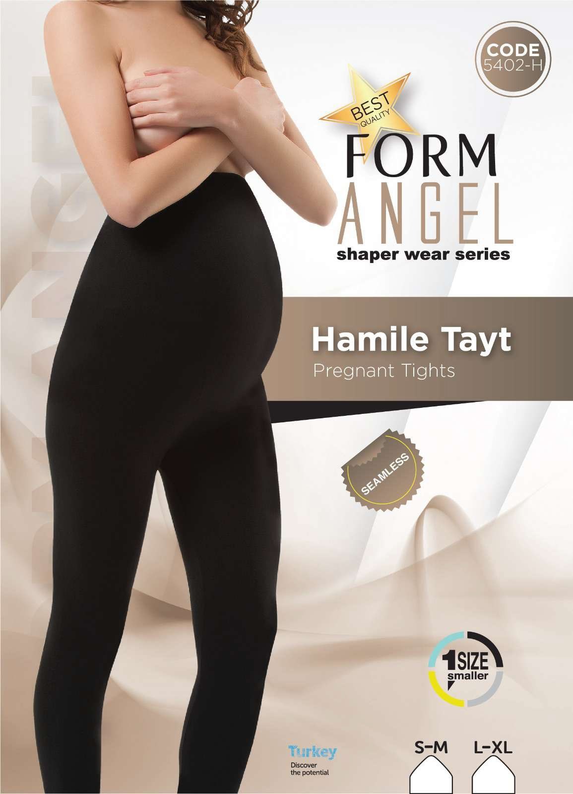 Dikişsiz Geniş Karın Paneli Hamile Tayt Form Angel 5402 - Siyah