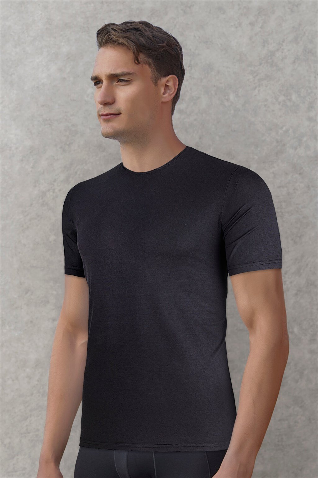 Micromodal Elastan Kısa Kol T-Shirt Doreanse 2566 - Siyah
