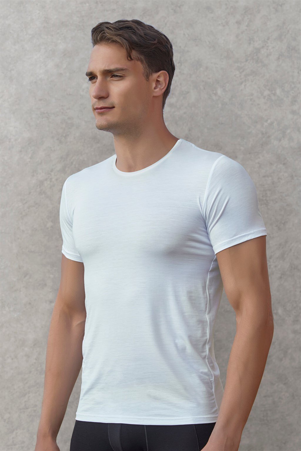 Micromodal Elastan Kısa Kol T-Shirt Doreanse 2566 - Beyaz