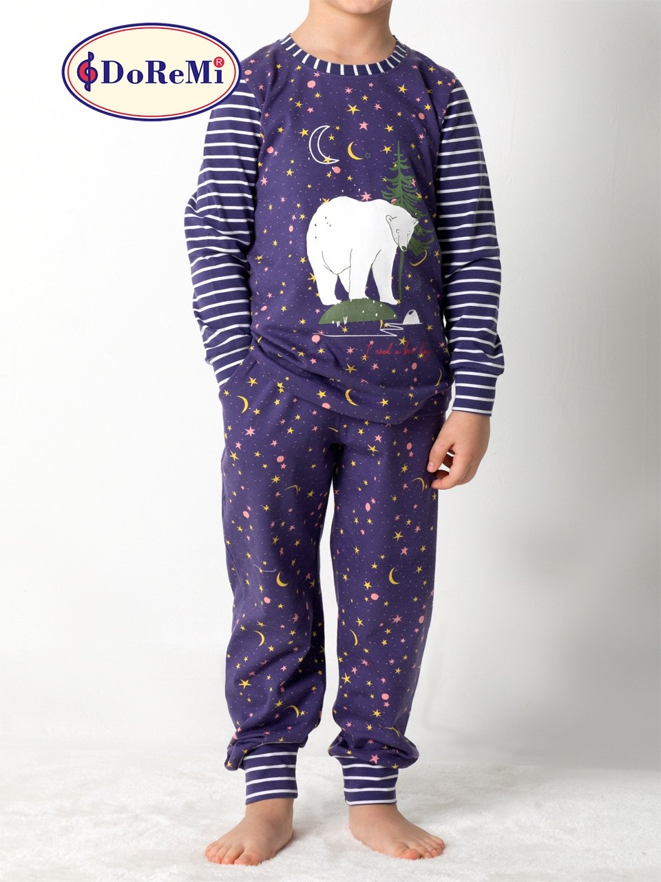 Gece Desenli Kız Çocuk Pijama Takımı DoReMi - Lacivert