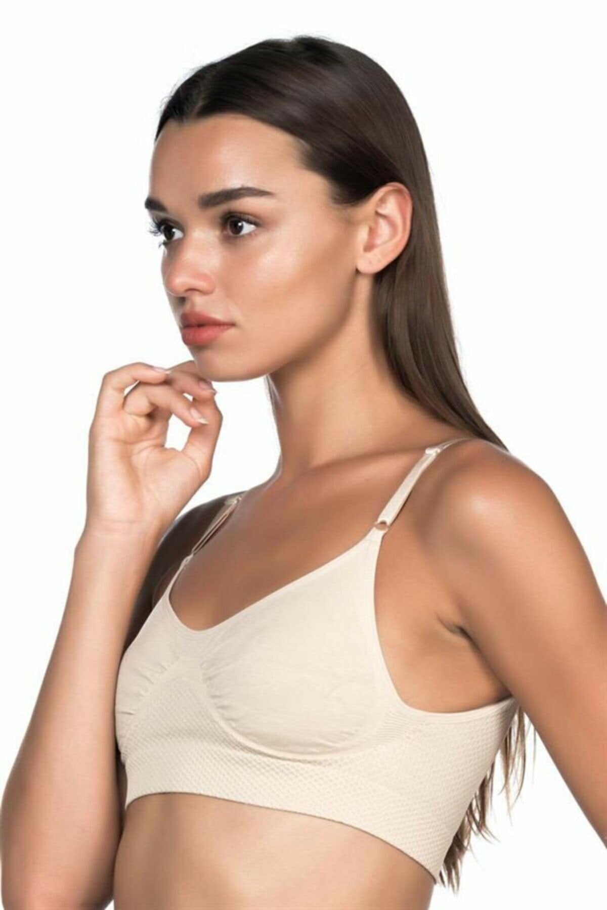 Dikişsiz Minimizer Agraflı Sütyen Dantel Emay 4040 - Ten