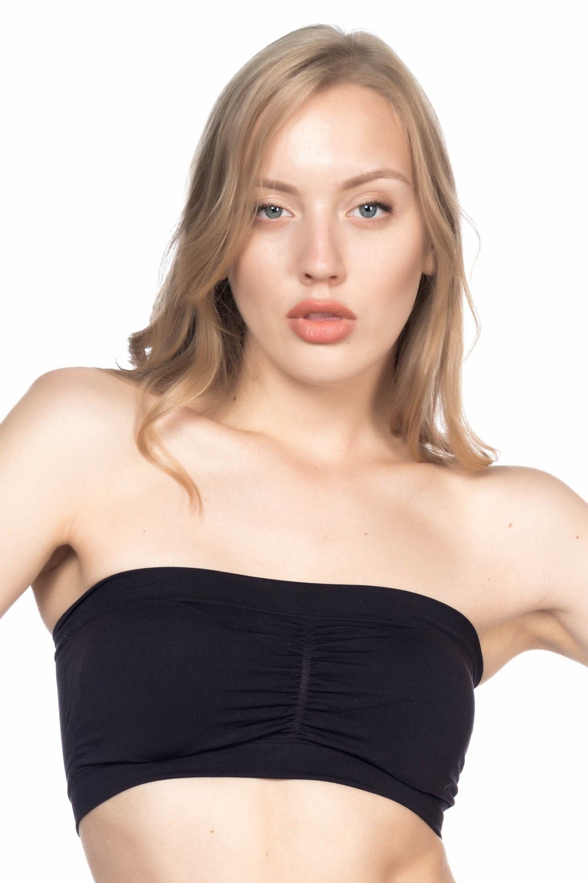 Dikişsiz Pedli Straplez Büstiyer Emay 4022 - Siyah