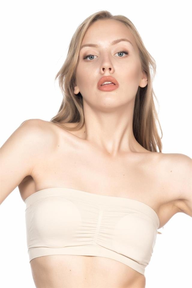 Dikişsiz Pedli Straplez Büstiyer Emay 4022 - Ten