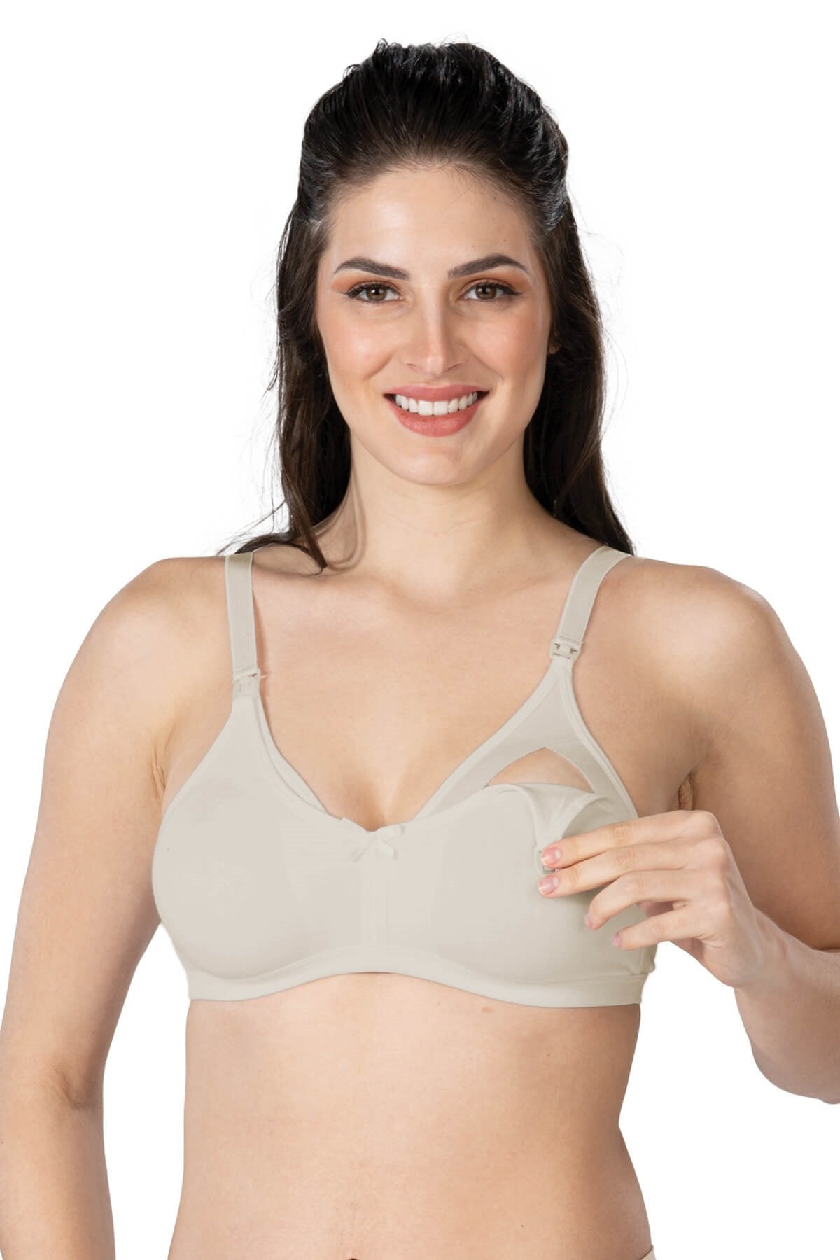 Tek Elle Açılabilen Klipsli Emzirme Sütyeni Emay 1421 - Ten