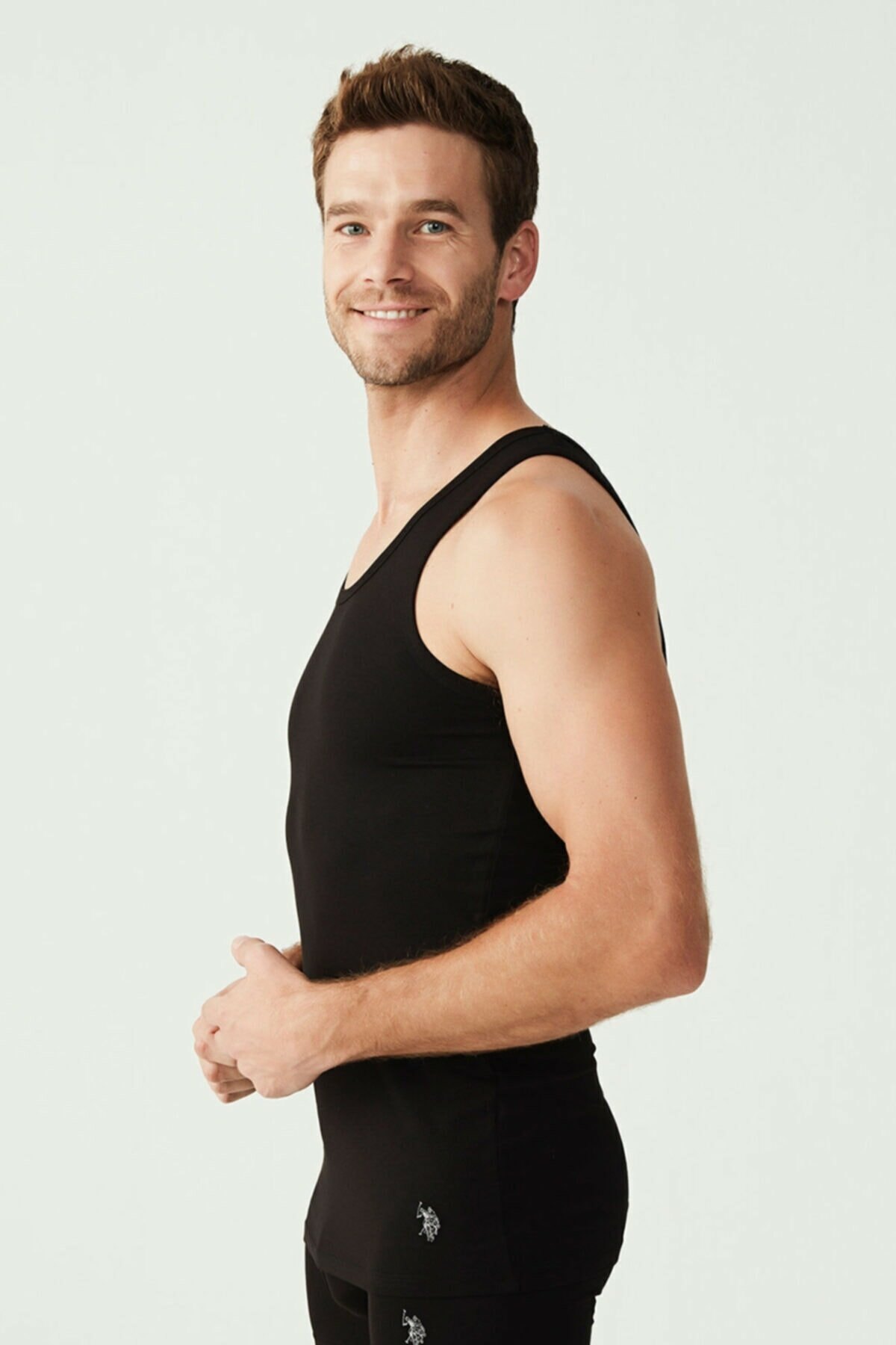 Pamuklu Ribana Askılı Erkek Atlet Us. POLO Assn. 80189 - Siyah