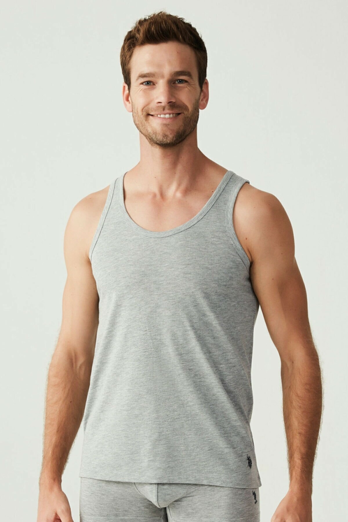 Pamuklu Ribana Askılı Erkek Atlet Us. POLO Assn. 80189 - Gri