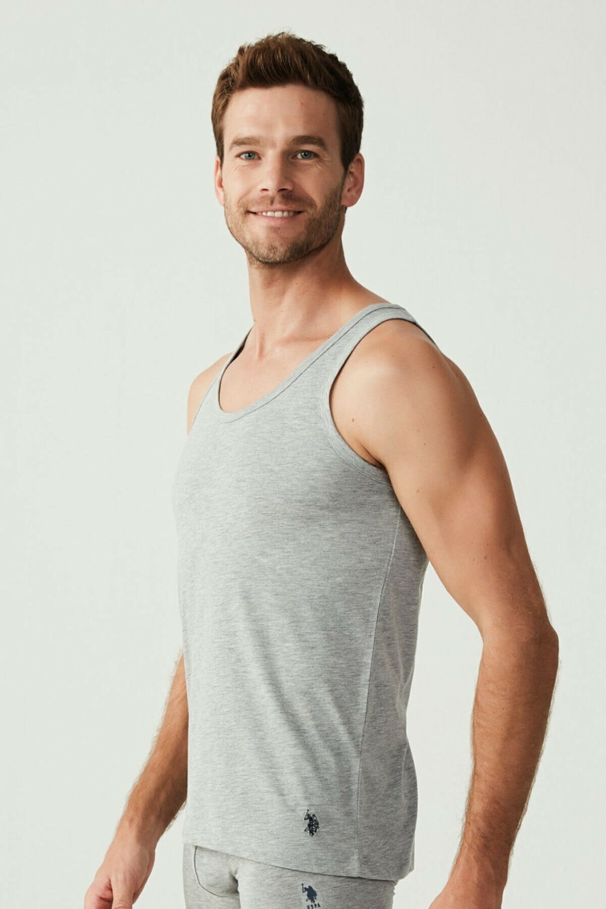 Pamuklu Ribana Askılı Erkek Atlet Us. POLO Assn. 80189 - Gri