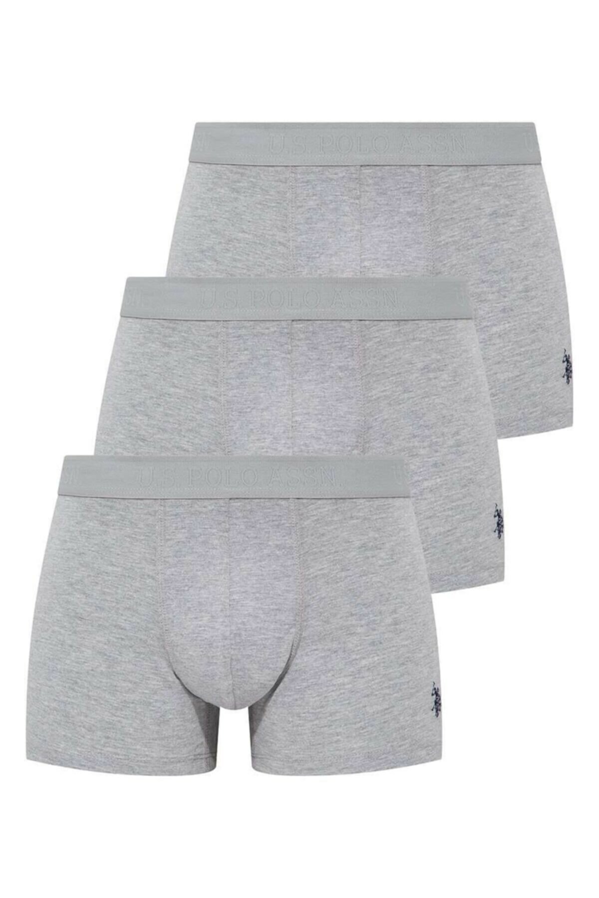 Pamuklu Modal Esnek Bel Boxer 3'lü Set Us. POLO Assn. 80173 - Gri