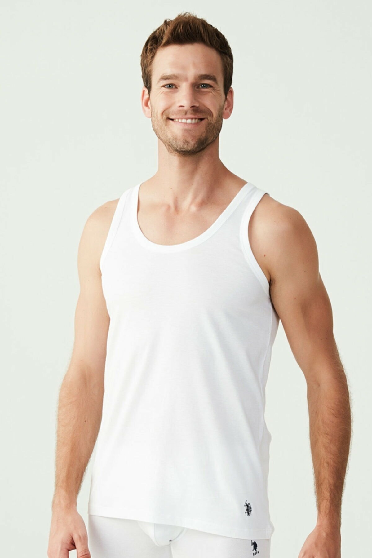 Pamuklu Ribana Kesim Erkek Atlet 2'li Paket Us. POLO Assn. 80188 - Beyaz