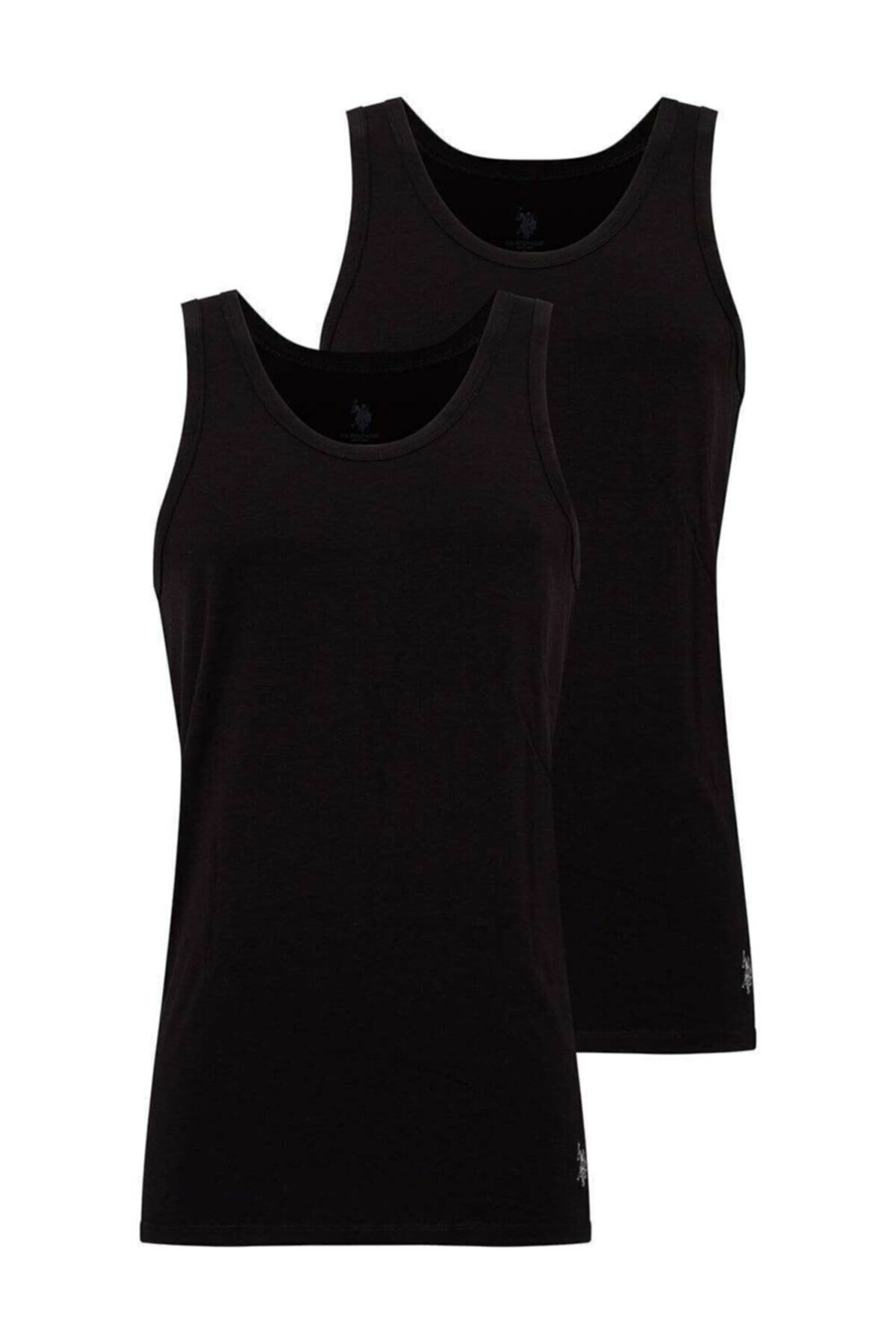 Pamuklu Ribana Kesim Erkek Atlet 2'li Paket Us. POLO Assn. 80188 - Siyah