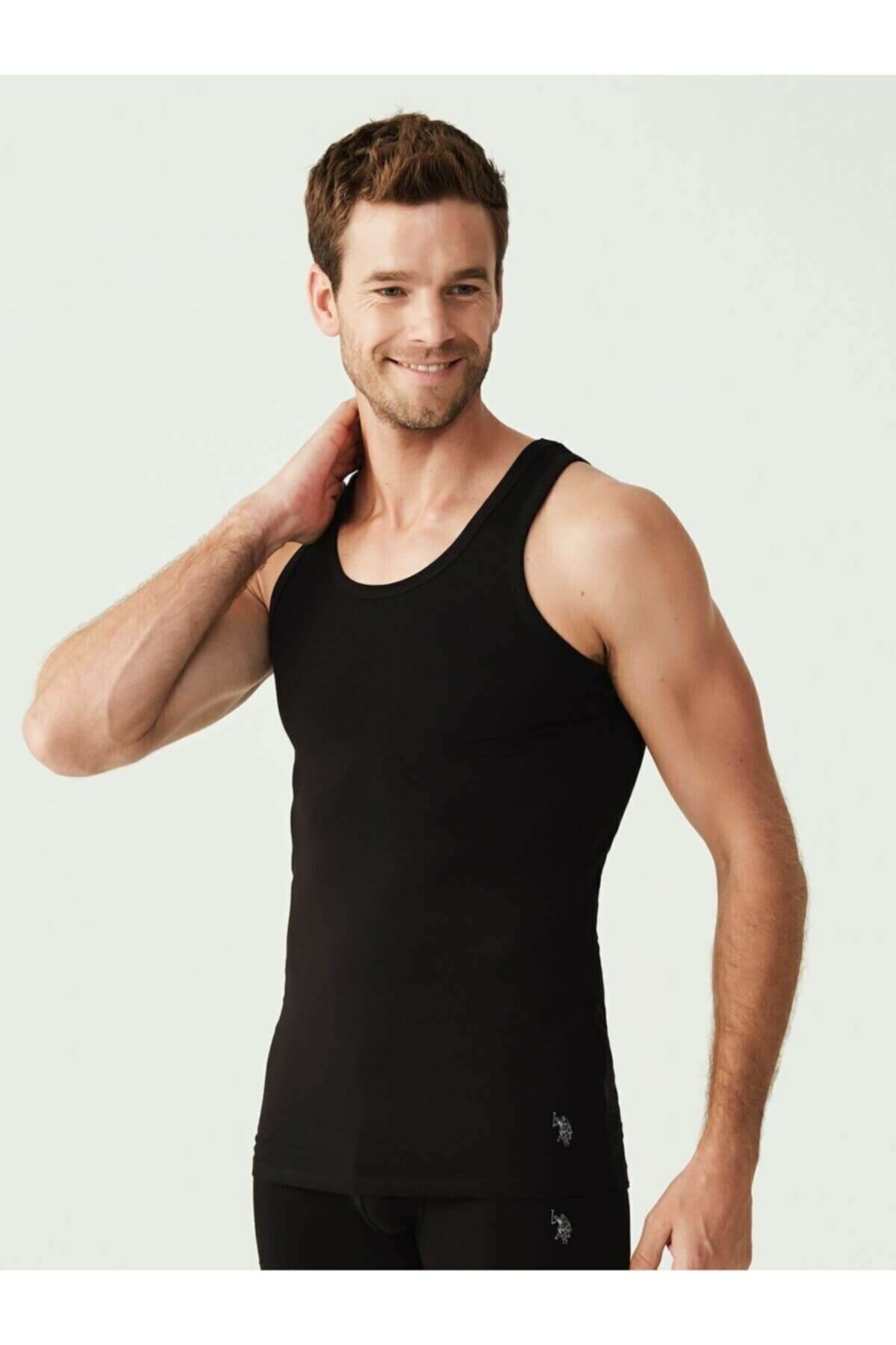 Pamuklu Ribana Kesim Erkek Atlet 2'li Paket Us. POLO Assn. 80188 - Siyah