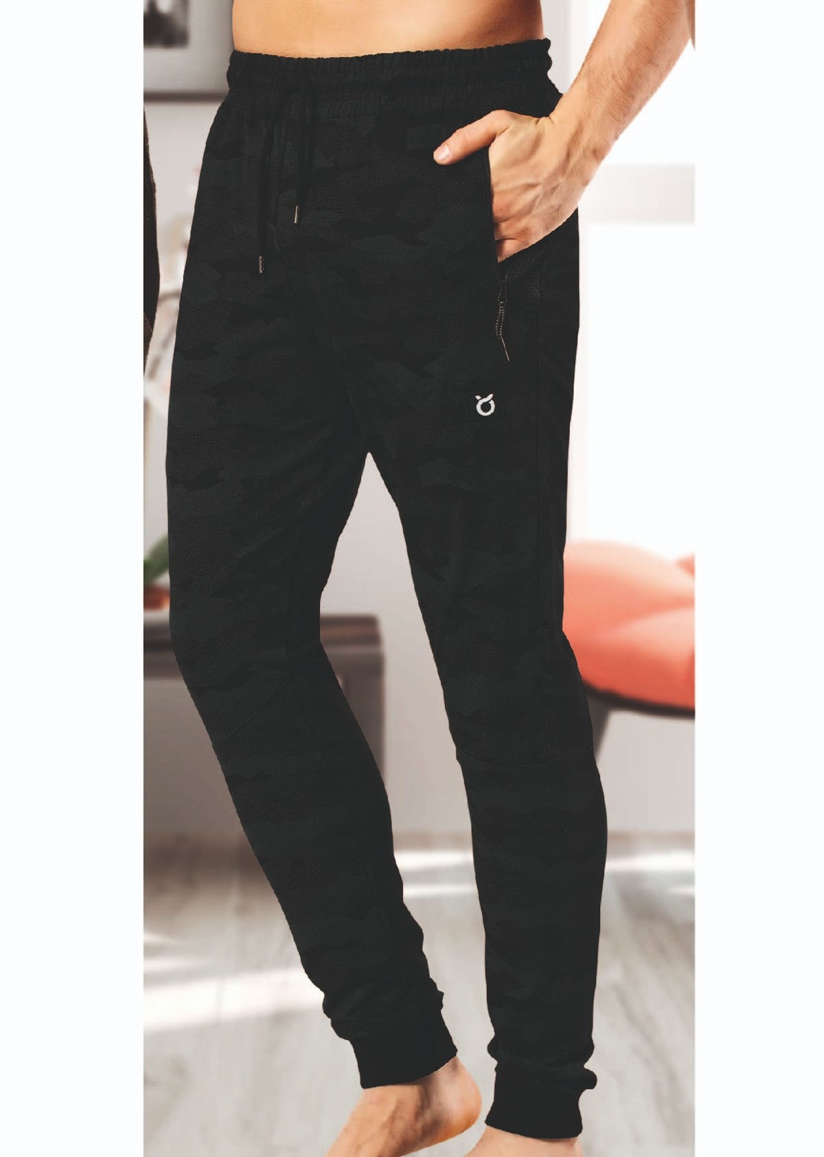 Kamuflaj Desenli Pamuklu Erkek Eşofman Altı Öztaş 1507 - Siyah