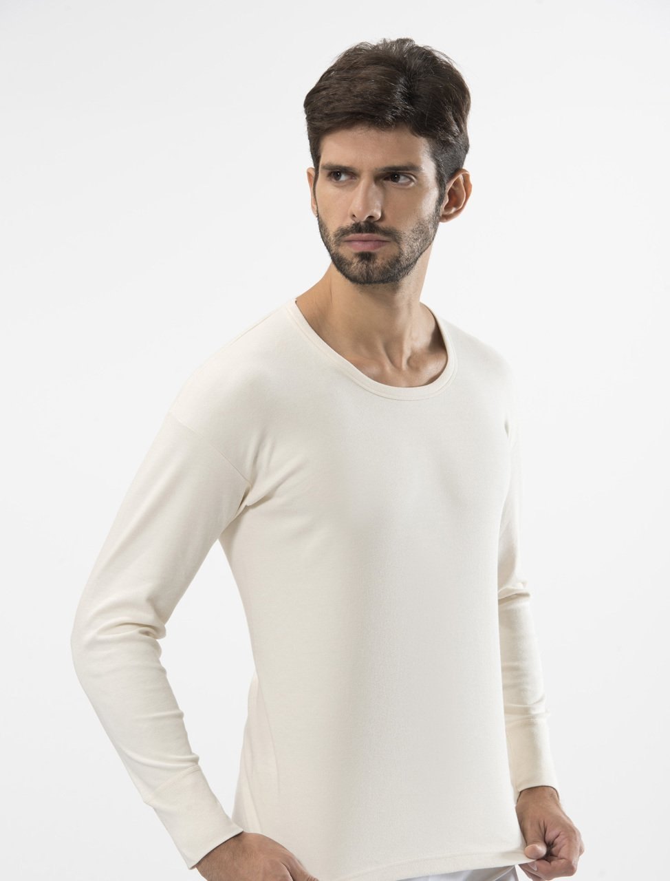 Pamuklu Uzun Kollu Erkek Fanila Türen 116 - Krem