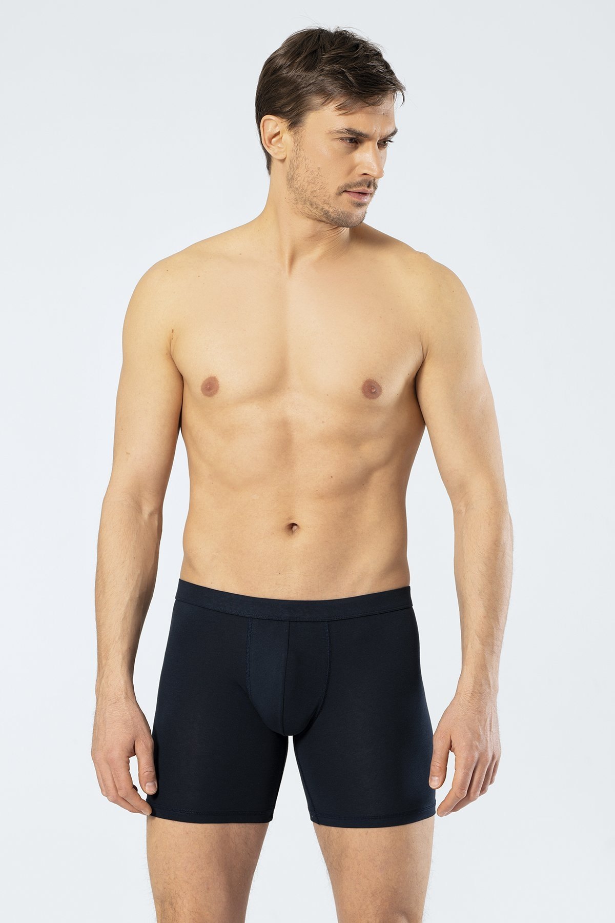 Pamuklu Esnek Bel Bantlı Uzun Boxer Cacharel 1336 - Lacivert