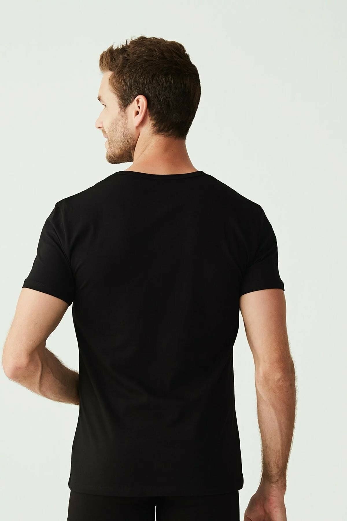 Pamuklu Esnek V Yaka Kısa Kollu Atlet Us. POLO Assn. 80199 - Siyah