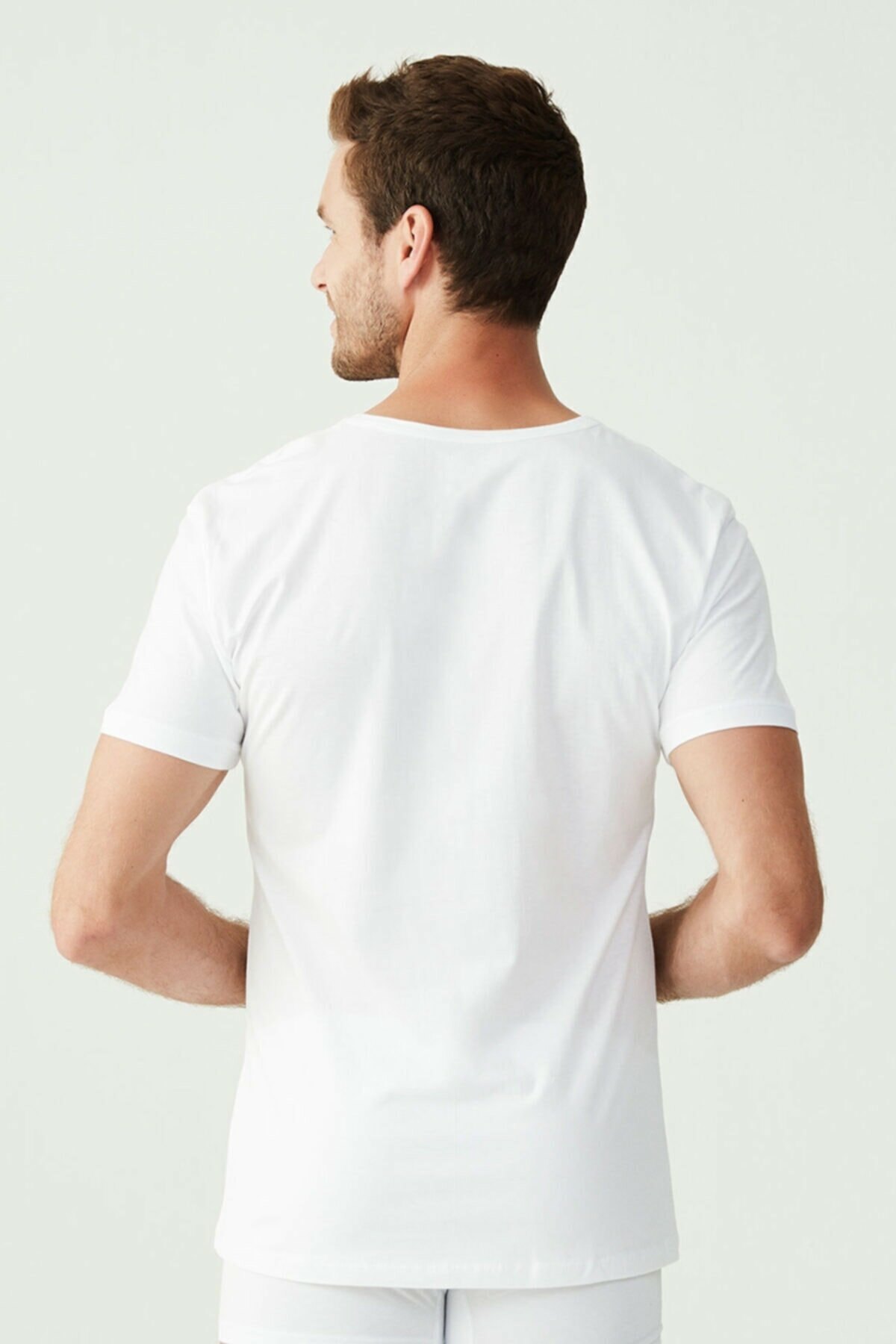 Pamuklu Esnek V Yaka Kısa Kollu Atlet Us. POLO Assn. 80199 - Beyaz