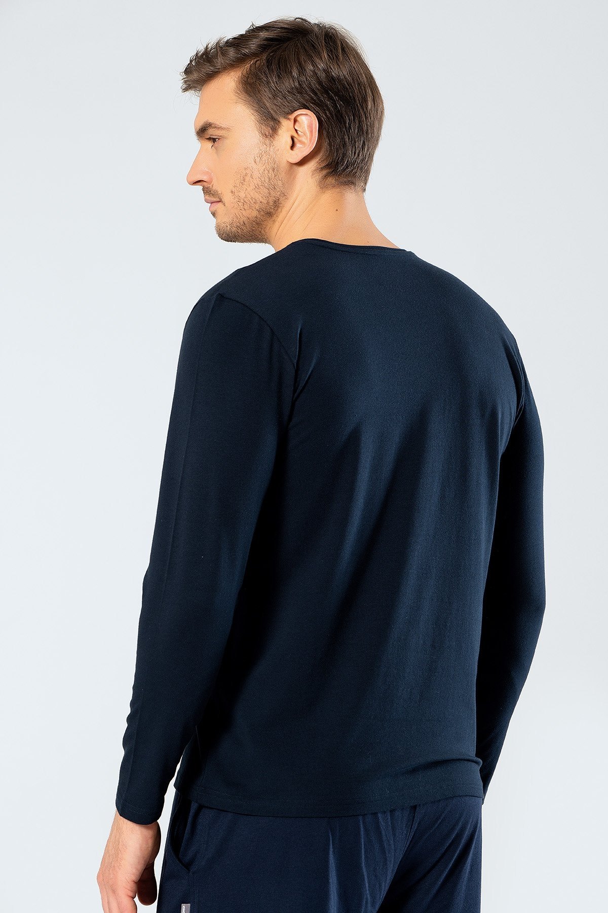 Pamuklu Uzun Kollu V Yaka Atlet Cacharel 1334 - Lacivert